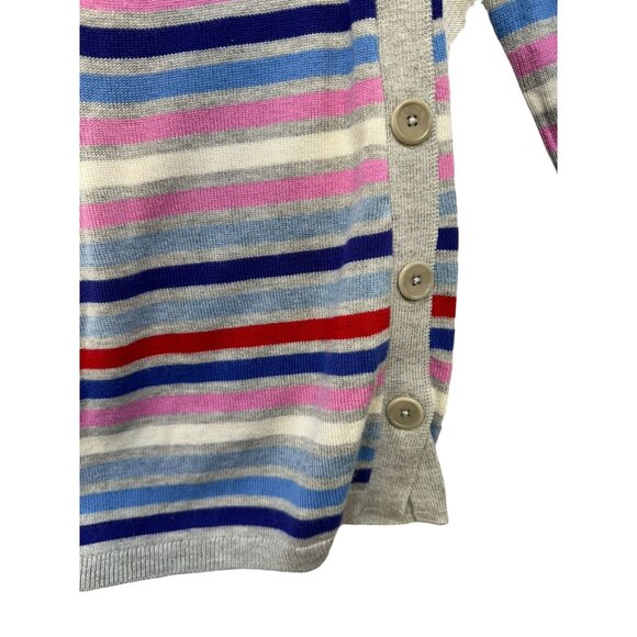 Talbots Womens Striped Button-Detail Sweater Medium Gray Pink Blue - Picture 5 of 12